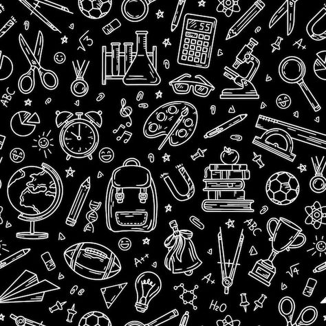 School and education seamless pattern on... | Premium Vector #Freepik #vector #school-sketch #school-doodle #school-equipment #school-supplies Icons Doodle, Doodle Icons, Graphic Design Portfolio Cover, Doodle Background, Portfolio Resume, Happy Students, School Kindergarten, About School, Happy Children