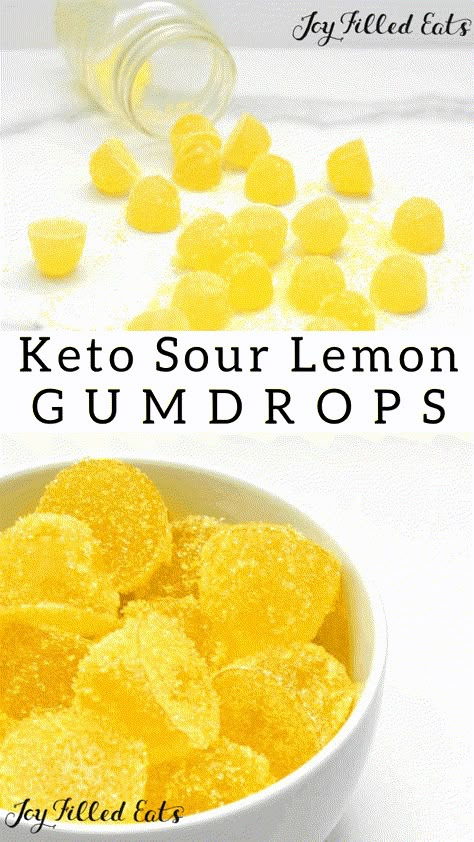 Sour Lemon Gumdrops - Low Carb, Keto, Sugar-Free, THM FP - If you haven't tried making your own homemade low carb gumdrops, you are missing out! This sour lemon gummy recipe comes together in just a few minutes! And they are very kid-friendly! #lowcarb #lowcarbrecipes #lowcarbdiet #keto #ketorecipes #ketodiet #thm #trimhealthymama #glutenfree #grainfree #glutenfreerecipes #recipes #desserts #dessertrecipes #ketodessert #lowcarbdessert #sugarfree #dairyfree #snack #candy #sour #gummies Gumdrop Recipe, Gummy Recipe, Candy Gummies, Thm Fp, Tartiflette Recipe, Sour Gummies, Candy Sour, Homemade Gummies, Low Carb Candy