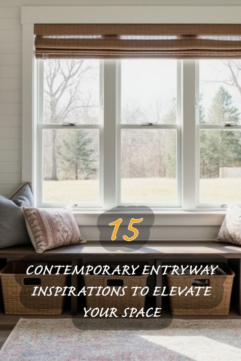 Discover how to transform your entryway with these 15 contemporary inspirations. From cozy seating ideas to stylish storage solutions, I'll show you how to create a welcoming space that elevates your home aesthetic! Bench Under Window Entryway, Entry Way Ideas With Window, Window Entryway, Contemporary Entryway Ideas, Floor To Ceiling Window, Chic Entryway, Hollywood Regency Bedroom, Entryway Design Ideas, Bench Under Window