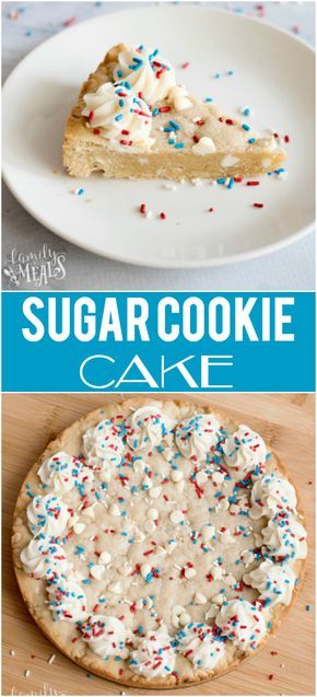 Sugar Cookie Cake Recipe -- Family Fresh Meals Recipe Big Sugar Cookie Recipe, Mini Cookie Cakes, Big Cookie Cake, Vegan Cookie Cake, Homemade Cookie Cake, Giant Sugar Cookie, Sugar Cookie Cake Recipe, Sugar Cookie Cake, Basic Sugar Cookie Recipe