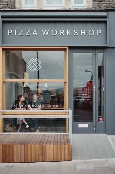 Pizza Workshop identity, by Moon in Bristol                                                                                                                                                                                 More Butik Design, Pizzeria Design, Restaurant Exterior Design, Architecture Art Nouveau, Cafe Exterior, Retail Facade, Restaurant Exterior, Shop Facade, Pizza Shop