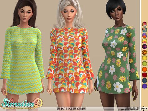 Sims 4 60s Clothes, Sims 60s Cc, Sims 4 1960s Cc, Sims 4 Cc 70s Clothes, Sims 4 Short Dress, Sims 4 60s Cc, Sims 4 70s Cc, Sims 4 Retro Cc, Sims Wardrobe