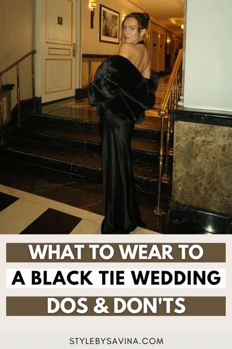 What To Wear To A Black Tie Wedding: Dos & Don’ts Black Gown Styling, Black Tie Woman Outfits, Evening Dress For Curvy Body Type, Woman Black Tie Outfit, Black Tie Wedding Shoes, Black Tie Black Dress Outfit, Female Black Tie Attire, Formal Wedding Guest Dress Winter Black Tie, Black Tie Attire For Women Short Dress