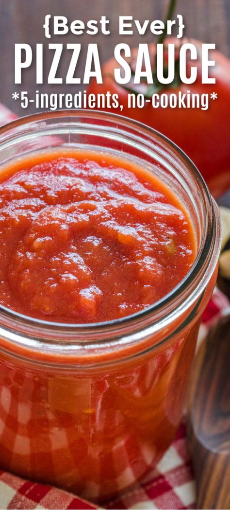 Everyone's favorite red pizza sauce. You won't believe how easy this pizza sauce recipe is and it keeps really well in the refrigerator for up to 2 weeks. This has amazing fresh tomato flavor and it is our go-to red sauce for pizza! Sauce For Pizza, Red Pizza Sauce, The Best Homemade Pizza, Red Pizza, White Pizza Sauce, Homemade Tartar Sauce, Best Homemade Pizza, Pizza Fatta In Casa, 5 Minute Meals