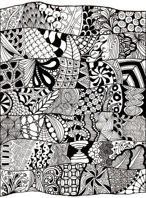 Tangled Layers by PRaile, via Flickr.  Zentangle your heart out. Zentangle Kunst, Doodle Art Journals, Tangle Doodle, Zentangle Designs, Doodle Inspiration, White Drawing, Tangle Art, Tangle Patterns, Zentangle Drawings