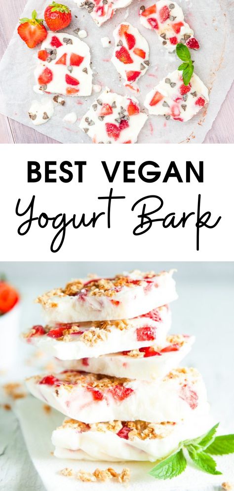 Vegan Frozen Yogurt Bark, Frozen Yoghurt Bark, Vegan Yogurt Desserts, Dairy Free Yogurt Bark, Vegan Yogurt Bark, Vegan Bark Recipes, Frozen Yogurt Bark Healthy, Yogurt Bark Healthy, Dairy Free Frozen Yogurt