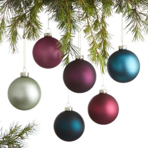 Jewel Tone Glass Ball Christmas Ornaments Pack | World Market Jewel Tone Christmas Decor, Jewel Tone Christmas, Glass Ball Christmas Ornaments, Nutcracker Christmas Tree, Classic Christmas Decorations, Unique Christmas Ornaments, Winter Decorations, Jewel Tone Colors, Glass Ball Ornaments