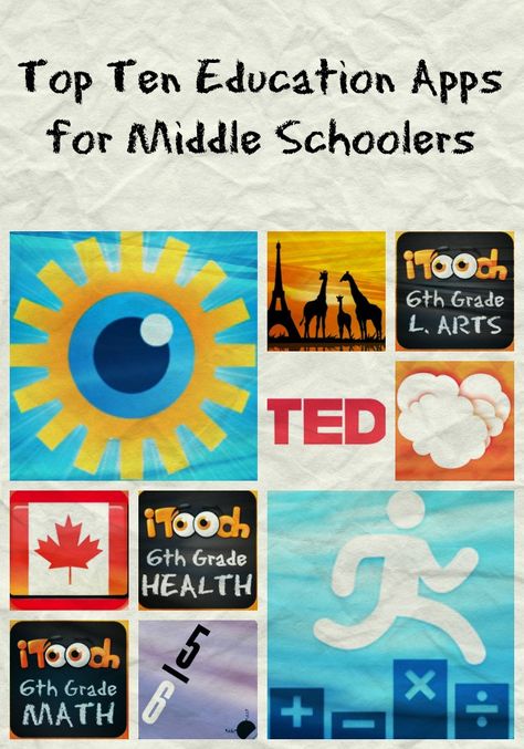 Top Ten Education Apps for Middle Schoolers Apps For Middle Schoolers, Teacher Apps, Education Apps, Homeschool Middle School, Teacher Tech, Teaching Technology, Middle School Reading, Homeschooling Ideas, 9th Grade