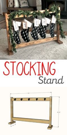 Stockings Without A Fireplace, Stocking Stand, Christmas Wood Crafts, Drilling Holes, Christmas Wreaths Diy, Christmas Wood, Holiday Diy, Country Christmas, Christmas Deco