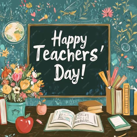 A chalkboard with a chalkboard that says happy teachers day | Premium AI-generated image Happy Teacher's Day Images, Happy Teachers Day, Teachers Day, Chalkboard, Graphic Resources, Quick Saves