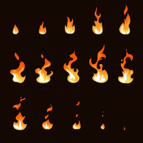 漫画火炎シートスプライトアニメーションセットプレミアムベクトル | Premium Vector #Freepik #vector #frame #cartoon #fire #game Sprite Animation, Cartoon Fire, Fire Animation, Premium Vector Cartoon, Fire Drawing, Arte Nerd, الفن الرقمي, Animation Storyboard, Fire Flames