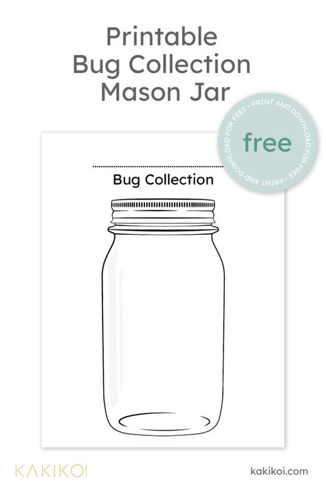 Mason Jar Bug Collection Printable | Kakikoi Bug Jar Template Free Printable, Jar Printables Free, Classroom Goals Display, Bug Jar Craft, Mason Jar Template, Mason Jar Printables, Jar Template, Insects Preschool, Classroom Goals