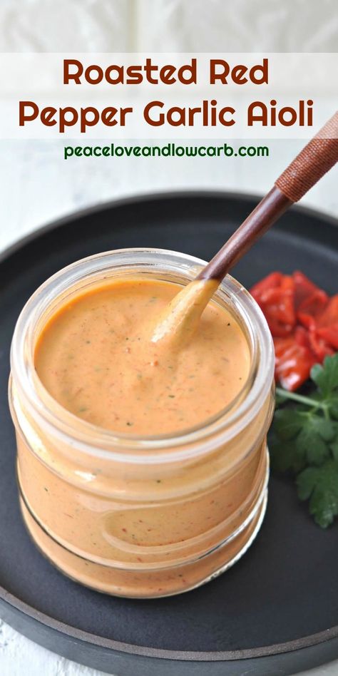 Red Pepper Aioli, Peace Love And Low Carb, Aioli Sauce, Aioli Recipe, Salad Dressing Recipes Homemade, Garlic Aioli, Homemade Salads, Munnar, Ayam Goreng