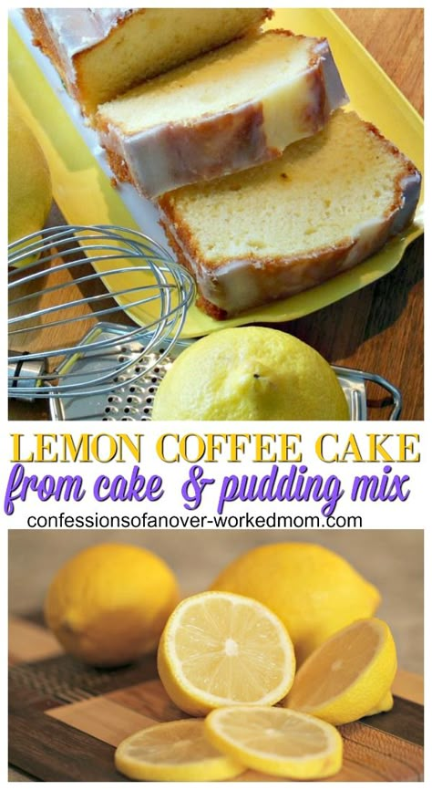 Lemon Coffee Cake Recipe with Cake Mix and Lemon Glaze Lemon Cake Mix Bread Recipe, Loaf Cake Mix Recipes, Lemon Cake Mix Uses, Lemon Loaf Cake Mix Recipes, Lemon Box Cake Mix Recipes Duncan Hines, Cake Mix Breads Recipes, Breads Made With Cake Mixes, Lemon Muffins From Cake Mix Recipes, Cake Mix Lemon Loaf