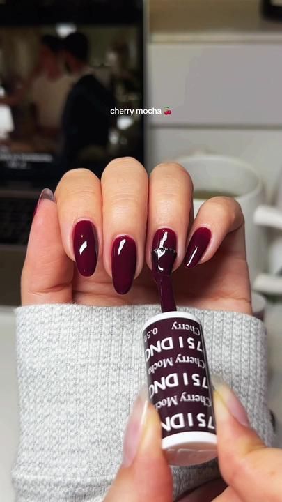 Sarah on TikTok Dnd Gel Polish Colors Dark, Dnd Burgundy Gel Polish, Dnd Gel Nail Polish, Dark Red Nails, Dnd Gel Polish, Gel Nail Colors, Gel Polish Colors, Dark Nails, Gel Nail