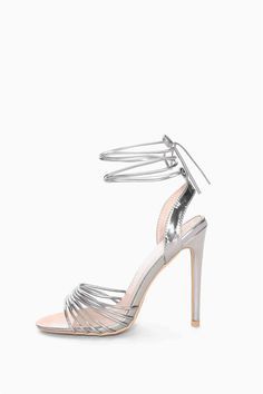 Silver Strappy Heels, Kd Shoes, Sandals Outfit, Chrome Silver, Strappy High Heels, Chic And Elegant, Heeled Sandal, Silver Colour, Silver Heels