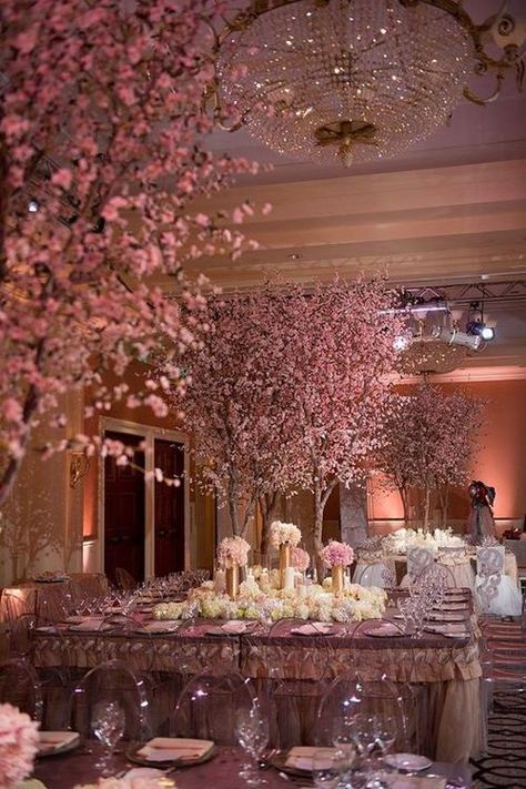 Blossom Tree Wedding, Cherry Blossom Wedding Theme, Cherry Blossom Party, Cherry Blossom Decor, Sakura Wedding, Engagement Themes, Pink Blossom Tree, Cherry Blossom Theme, Opulent Wedding