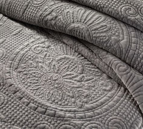 Quilts & Coverlets | Pottery Barn Quilted Bedding Ideas, Coverlet Bedding Ideas, Textured Quilts, Gray Quilts, King Size Quilts, King Size Bed Designs, Tree House Bed, Pottery Barn Quilts, King Quilt Bedding