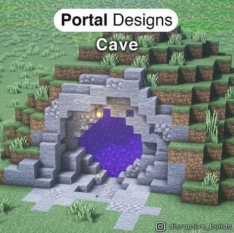 Minecraft Cave Wall Designs, Underground Cave Base Minecraft, Minecraft Cave Opening, Minecraft Waystones Ideas, Portal Design Minecraft, Minecraft Axolotl Habitat, Minecraft Portal Design, Minecraft Build House, Minecraft Cave