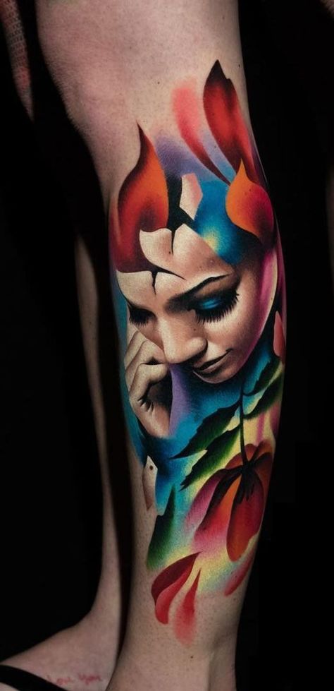 Painterly Colorful Tattoos by A.D. Pancho - KickAss Things Ad Pancho Tattoo, Painterly Tattoo, Amazing 3d Tattoos, Buddha Tattoo Design, Buddha Tattoos, Saved Tattoo, Buddha Tattoo, Tattoo Prices, Tatuaje A Color