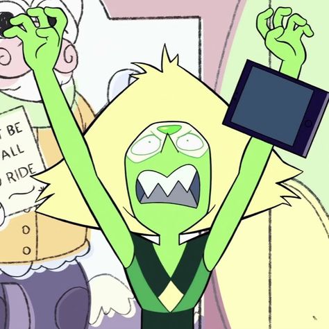 Green Pearl Steven Universe, Peridot Pfp Su, Peridot Screenshots, Peridot Steven Universe Pfp, Steven Universe Yellow Pearl, Peridot Drawing, Pearl Steven Universe Icon, Peridot Steven Universe Fanart, Peridot Pfp