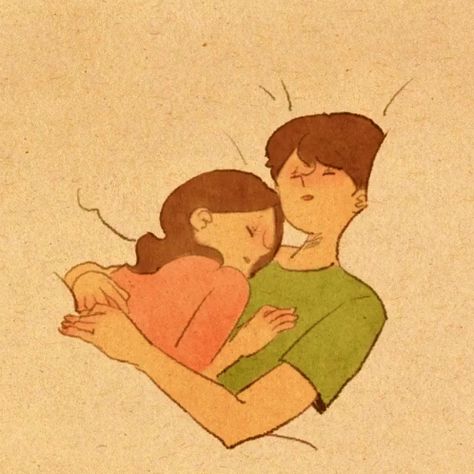 Sleep In Your Arms, Cute Couple Sleeping, Good Night Couple, Puuung Love Is, Good Night Hug, Love Animation, Couple Sleeping, Image Couple, Love Cartoon Couple