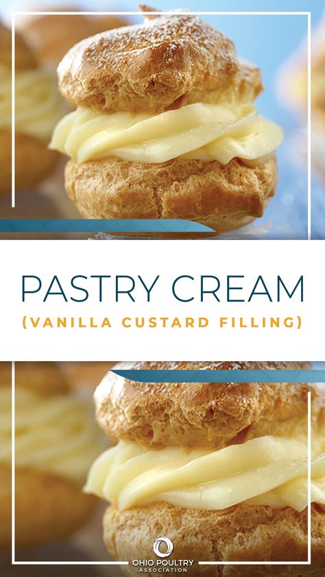 Cream For Puff Pastry, Profiteroles, Paczki Filling Recipe, French Vanilla Pastry Cream, Marble Cake With Filling, Vanilla Cream Filling Cake, Puff Pastry With Custard Filling, Eclair Custard Filling, Easy Pastry Cream Filling