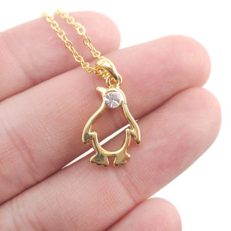 Minimal Penguin Outline Shaped Pendant Necklace in Gold Penguin Outline, Penguin Pendant, Penguin Jewelry, Penguin Necklace, Glamour Jewelry, Tech Jewelry, Fancy Watches, Resin Pendant Necklace, Bone Jewelry