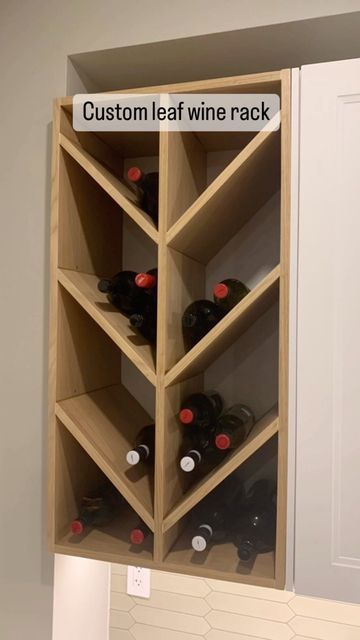 Wood Wine Rack In Cabinet, Cabinet Into Wine Rack Diy, Chevron Wine Storage, Lower Cabinet Wine Rack, Wine Rack Chevron, White Oak Wine Rack, Custom Wine Rack Wall, Small Built In Wine Rack, Wine Rack For Wall