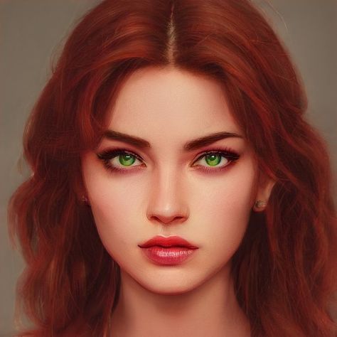 Red Hair Green Eyes Girl, Red Hair Green Eyes, Redhead Art, Girl With Green Eyes, Red Hair Woman, Girls With Red Hair, Lily Evans, Gambar Figur, Digital Portrait Art