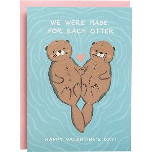 Unique Valentines Cards, Two Otters, Otter Valentines, Valentines Day Drawing, Happy Mother's Day Card, Valentines Design, Unique Valentines, Paper Source, Valentine Card