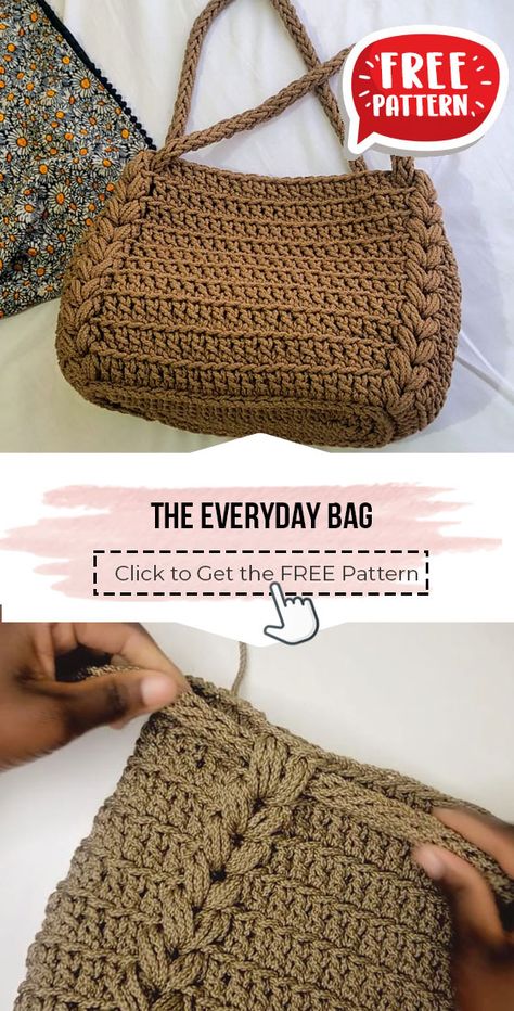 crochet the Everyday Bag free pattern - FREE Crochet Bag Pattern for Beginners. Click to Get the Pattern #Bag #crochetpattern #crochet via @shareapattern.com Crochet Duffel Bag Free Pattern, Crochet Patterns Handbags, Crochet Diaper Bag Free Pattern, Crochet Overnight Bag, Cute Bag Crochet Pattern Free, Crochet Macrame Bag Free Pattern, Free Pattern Bag Crochet, Free Crochet Purse Patterns Easy, Crochet Everyday Bag