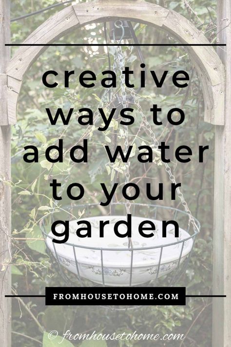 This list of DIY outdoor water features is the BEST! I have always wanted to have a bird bath in my garden. Now I know an easy way to make it. #fromhousetohome #diyproject #landscaping Diy Outdoor Water Features, Water Features For The Yard, Ground Water Feature, Water Feature Ideas, Japanese Inspired Garden, Hanging Bird Bath, Mini Pond, Sculpture Fountain, Diy Water Feature