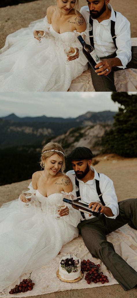 Fall Wedding Elopement Ideas, Elopement Picnic Photo Ideas, Elopement Photography Mountains, Wedding Picnic Ideas, Fall Elopement Ideas, Small Mountain Wedding, Small Wedding Locations, Mountain Picnic, Engagement Picnic