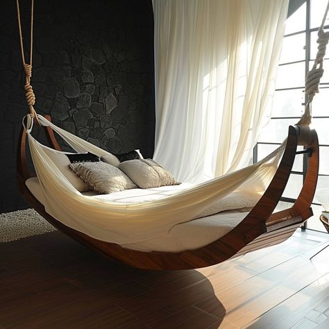 Hammock Couch, Coolest Beds, Fun Beds, Dreams Bed, Swinging Bed, Unique Bed Frames, Rope Bed, Unusual Beds, Hammock In Bedroom