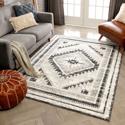 Malfi Pisa Aztec Tribal Southwestern Grey Area Rug MA-37 | Well Woven Modern Southwestern Decor, Inexpensive Rugs, Western Rugs, Modern Southwestern, Style Marocain, Affordable Area Rugs, Southwestern Rug, Southwest Decor, 5x7 Area Rug