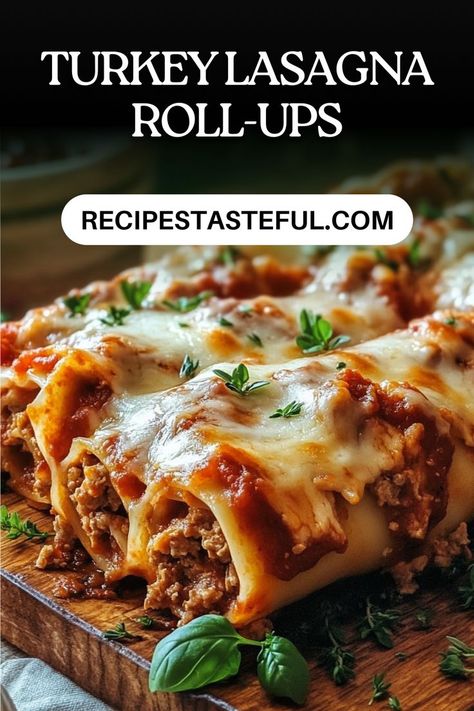 A delightful twist on classic lasagna, these Turkey Lasagna Roll-Ups are filled with a flavorful turkey and cheese mixture, topped with marinara sauce and melted mozzarella. Perfect for a family dinner! Ground Turkey Lasagna, Turkey Lasagna, Lasagna Roll Ups, Lasagna Roll, Roll Ups Recipes, Lasagna Rollups, Classic Lasagna, Cheese Spaghetti, Ricotta Pasta