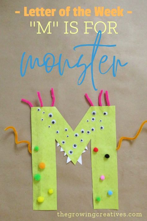 Two Year Old Group Activities, Things That Start With The Letter A, M Is For, M Activities For Preschool, Letter M Activities For Preschool, Preschool Letter M, M Is For Monster, Letter M Crafts, M Crafts