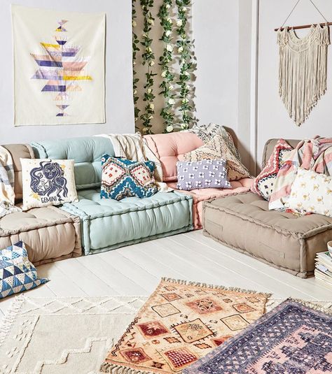 Living Room Floor Cushions, Floor Cushion Couch, Floor Sofas, Floor Cushions Living Room, Window Seat Ideas, Floor Seating Living Room, Large Floor Cushions, Floor Couch, Cushion Couch