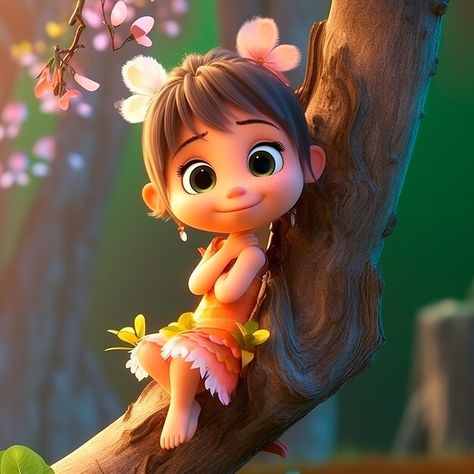 Photo With Flowers, Doll Character, Fantasy Cartoon, Fairies Photos, Illustration Mignonne, Girl Character, Cartoon Photo, Character Cartoon, Cute Fairy