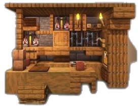 Spruce Bedroom Minecraft, Minecraft Workbench Ideas, Cabin Interior Minecraft, Minecraft Cashier Counter, Minecraft Shops Ideas Interior, Minecraft Witch Interior Design, Minecraft Cave Base Interior, Minecraft Pantry Ideas, Minecraft Witch Hut Interior