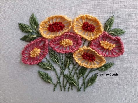 Blanket Stitch Embroidery, Freeform Embroidery, Bordados Tambour, Corak Menjahit, Daisy Stitch, Diy Embroidery Designs, Bead Embroidery Tutorial, Art Dolls Cloth, Hand Embroidery Videos