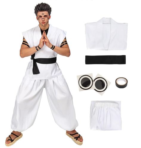 PRICES MAY VARY. Package Includes: Vest, tight clothing, pants, sash, arm temporary tattoos（Excluding shoes and wigs） Comfortable Material: Polyester and spandex. Soft, skin-friendly and elastic compression shirt for proper fit Costume: Accurate design and detailing based on anime, a sash and tattoo stickers complete the look Occasion: White kung fu suit is suitable for yoga, Christmas, comic con, as well as a good gift for the anime fans Servies: Please refer to the size chart before ordering t Sukuna Cosplay, Yoga Christmas, Arm Temporary Tattoos, Christmas Carnival, Clothing Pants, Compression Shirt, Tights Outfit, Soft Skin, Kids Luggage