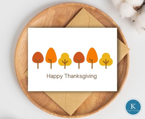 Thanksgiving Homemade Cards Easy, Fall Thank You Cards, Thanksgiving Card Ideas, Cards Of Humanity, Diy Thanksgiving Cards, Stylized Trees, Easy Diy Thanksgiving, Thanksgiving Cards Handmade, Fall Greeting Cards