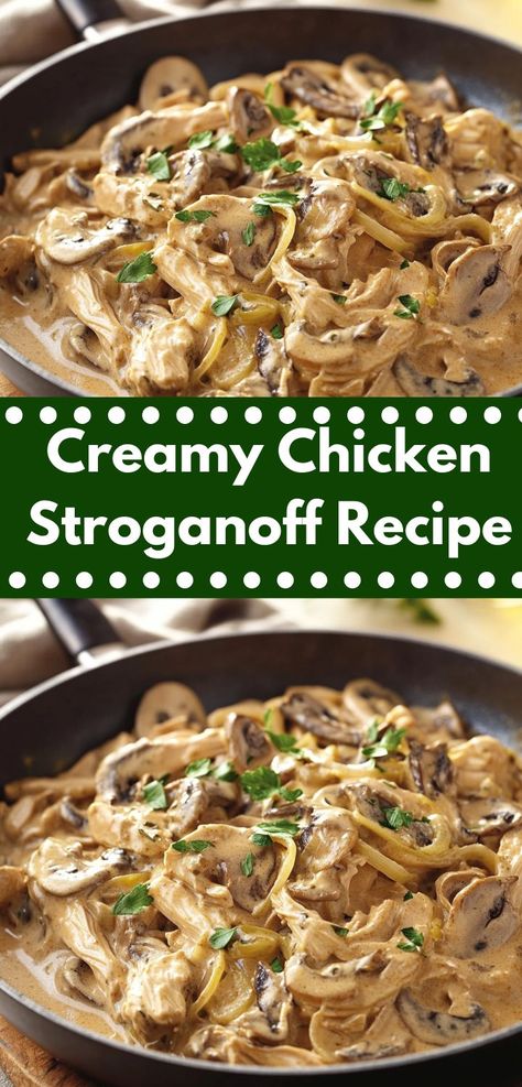 This chicken stroganoff combines succulent pieces of chicken with a luscious, creamy sauce and earthy mushrooms. It pairs beautifully with rice or pasta, making it a satisfying dish for the whole family. Rotisserie Chicken Stroganoff, Ground Chicken Stroganoff, Crockpot Chicken Stroganoff, Creamy Chicken Stroganoff, Chicken Stroganoff Recipe, Brazilian Chicken, Chicken Stock Recipe, Low Fat Chicken, Chicken Mushrooms