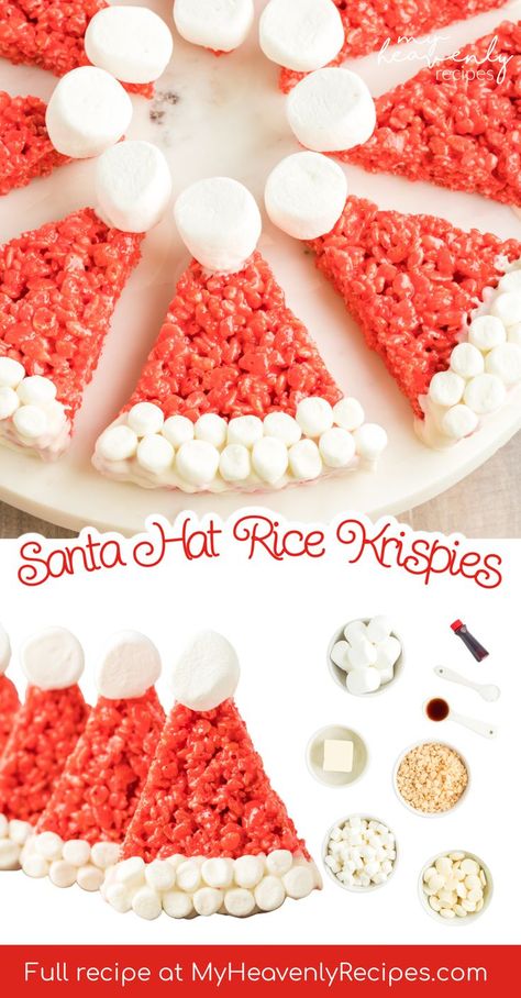 santa rice krispie treats Christmas Rice Krispie Treats, Christmas Rice Krispies, Rice Krispie Treats Easy, Krispie Treats Christmas, Rice Krispie Treats Christmas, Christmas Rice, Chocolate Melting Wafers, Krispie Treats Recipe, Rice Krispies Treats