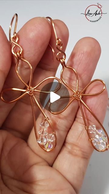 Lan Anh Handmade on Instagram: "Wire earrings making for beginners | Simple cross earring  #handmade #diy #craft #shortsvideo" Beaded Wire Cross Diy, Wire And Bead Crosses, Wire Cross Earrings, Diy Cross Earrings, Wire Crosses Diy, Wire Earrings Handmade Diy, Wire Ornaments Diy, Wire Wrapped Jewelry Beginner, Christmas Earrings Diy