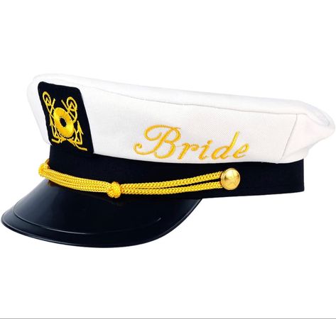 The cutest hat for your Bride to Be! Whether you’re at the pool or hoping on a yacht to celebrate this is you brides perfect accessory. #bachelorette #boatbach #miami #miamibach #girlstrip #boattrip #bacheloretteboatday #Miamiboat Cruise Bachelorette Party, Captain's Hat, Nautical Bachelorette Party, Bachelorette Party Hat, Nautical Bachelorette, Bachelorette Hats, Gold Bachelorette, Boat Hat, Navy Cap