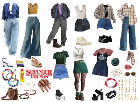 Stranger Thing Outfits Inspiration, 80s Wardrobe Outfits, Stranger Things Dress Up Ideas, 80s Aesthetic Outfits Stranger Things, Outfit Ideas Stranger Things, Everyday 80s Outfit, Stranger Things Outfit Inspiration 80s, Stranger Things Style 80s, 80'outfits Ideas