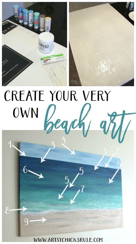 I can do this painting!!! So can you! :) SO easy really! artsychicksrule.com Diy Beach Painting, Art Plage, Diy Beach, Painting Beach, Beach Diy, Canvas Ideas, House Art, Beach Crafts, Painting Lessons